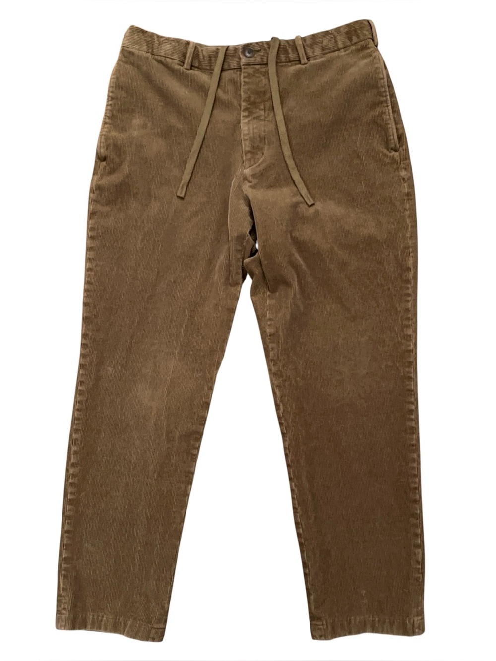 Uniqlo Corduroy Ankle Pants Mens Size 30 Drawstring Elastic Waist Stretch Brown